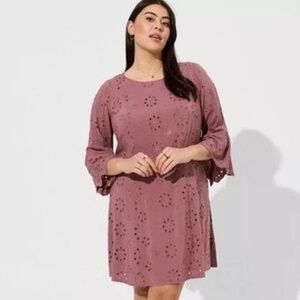 Torrid Mini Challis Eyelet Drop Waist Dress Size 2X